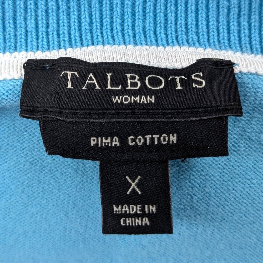 Talbots Pima Cotton Sweater Vest Blue light Academia Preppy Classic Women XL - Picture 3 of 8